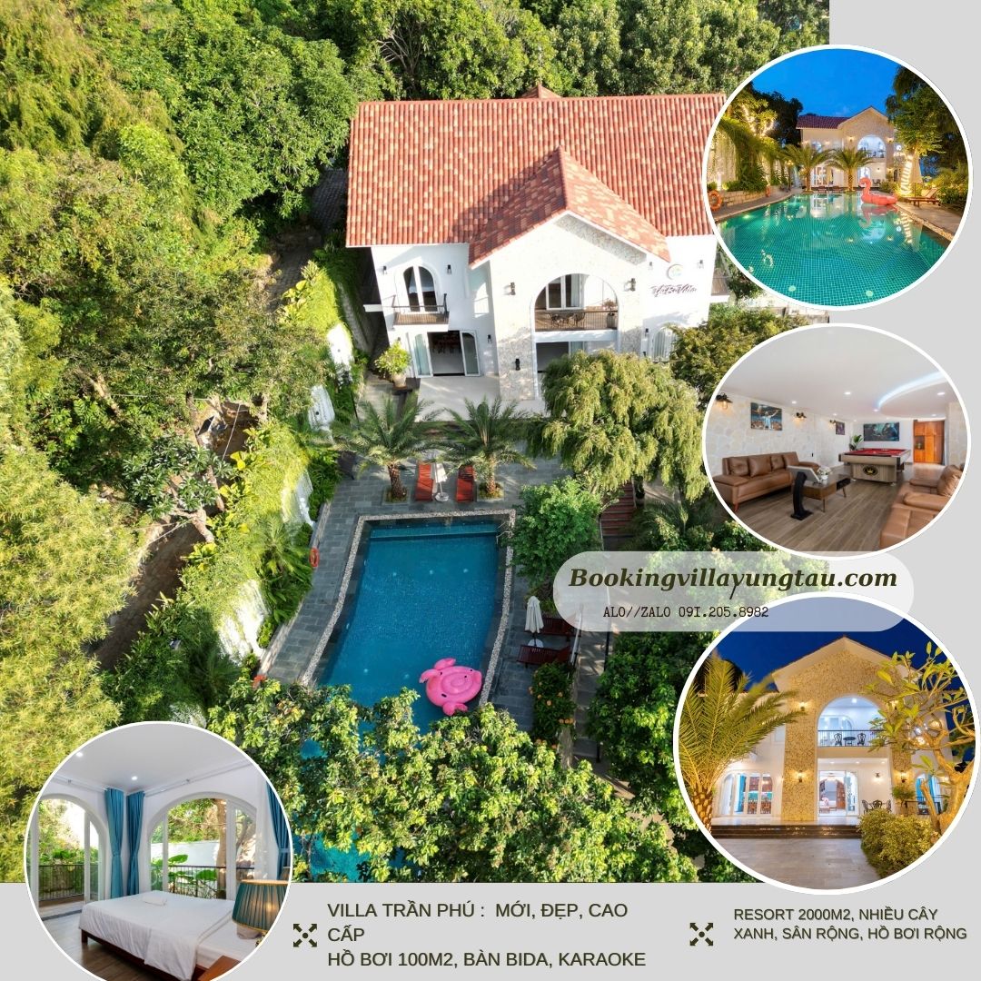 villa vũng tàu hồ bơi lớn bãi sau 